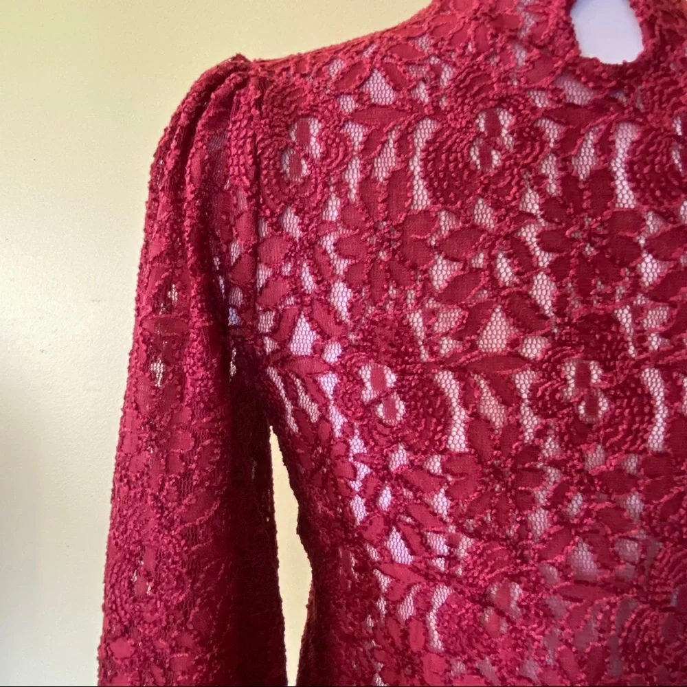 Free People Sweet Talker Lace Blouson Sleeve Top